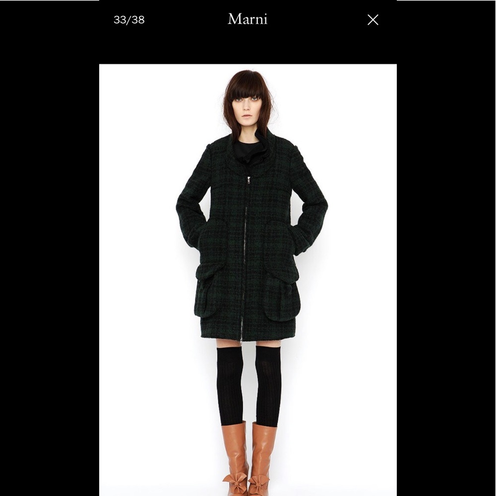 Marni Runway Tweed Wool Grey Dress Coat Jacket S